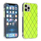 For iPhone 12 Pro Max Laser Aurora Rhombic Grid TPU Protective Case(Fluorescent Green) - 1