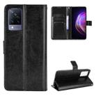 For vivo V21 4G / 5G Crazy Horse Texture Horizontal Flip Leather Case with Holder & Card Slots & Lanyard(Black) - 1