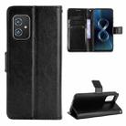 For Asus Zenfone 8 ZS590KS Crazy Horse Texture Horizontal Flip Leather Case with Holder & Card Slots & Lanyard(Black) - 1