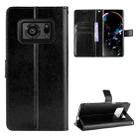 For Sharp Aquos R6 Crazy Horse Texture Horizontal Flip Leather Case with Holder & Card Slots & Lanyard(Black) - 1