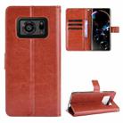 For Sharp Aquos R6 Crazy Horse Texture Horizontal Flip Leather Case with Holder & Card Slots & Lanyard(Brown) - 1