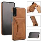 For Samsung Galaxy A50s Ultra-thin Shockproof Protective Case with Holder & Metal Magnetic Function(Brown) - 1