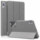 For Lenovo Tab P11 Pro TB-J716F /J706F Cloth Texture PU + TPU Horizontal Flip Leather Case with Three-folding Holder & Wake-up / Sleep Function(Grey) - 1