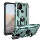 For Google Pixel 5a 5G Shockproof TPU + PC Protective Case with 360 Degree Rotating Holder(Dark Green) - 1