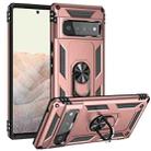 For Google Pixel 6 Pro Shockproof TPU + PC Protective Case with 360 Degree Rotating Holder(Rose Gold) - 1