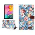 For Samsung Tab A7 Lite T220 / T225 Flower Pattern Cloth Surface Horizontal Flip Leather Case with Holder & Card Slots(Blue) - 1