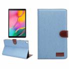 For Samsung Tab A7 Lite T220 / T225 Denim Texture PC Horizontal Flip Leather Protective Case, with Holder & Card Slots & Wallet & Photo Frame(Light Blue) - 1