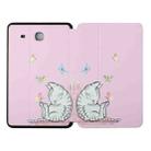 For Samsung Galaxy Tab E 9.6 T560/T561/T565/T567V Dual-folding Coloured Drawing Voltage Horizontal Flip PU Leather Case with Holder(Butterfly Cat) - 1