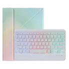 B07S Splittable Backlight Bluetooth Keyboard Leather Tablet Case with Triangle Holder & Pen Slot For iPad 9.7 2018 & 2017 / Pro 9.7 / Air 2(Gradient Rainbow) - 1