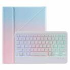 B09S Splittable Backlight Bluetooth Keyboard Leather Tablet Case with Triangle Holder & Pen Slot For iPad 10.2 2020 & 2019 / Pro 10.5 inch / Air 3 10.5 inch(Gradient Blue Pink) - 1