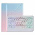 B011S Splittable Backlight Bluetooth Keyboard Leather Tablet Case with Triangle Holder & Pen Slot For iPad Pro 11 inch 2021 & 2020 & 2018 / Air 4 10.9 inch(Gradient Blue Pink) - 1