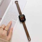 Double Studs Buckle Genuine Leather Watch Band Watch Band For Apple Watch Ultra 49mm / Series 8&7 45mm / SE 2&6&SE&5&4 44mm / 3&2&1 42mm(Coffee) - 1