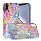 For iPhone X / XS Laser Glitter Watercolor Pattern Shockproof Protective Case(FD1) - 1