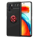 For Xiaomi Redmi Note 10 Pro China Metal Ring Holder 360 Degree Rotating TPU Case(Black+Red) - 1