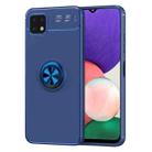 For Samsung Galaxy A22 5G Metal Ring Holder 360 Degree Rotating TPU Case(Blue+Blue) - 1