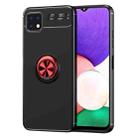 For Samsung Galaxy A22 5G Metal Ring Holder 360 Degree Rotating TPU Case(Black+Red) - 1
