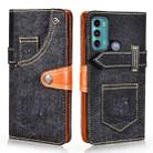 For Motorola Moto G60 / Moto G40 Fusion Denim Horizontal Flip Leather Case with Holder & Card Slot & Wallet(Black) - 1