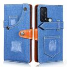 For OPPO Reno5 A Japan Version Denim Horizontal Flip Leather Case with Holder & Card Slot & Wallet(Dark Blue) - 1