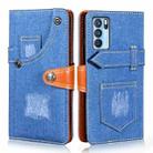 For OPPO Reno6 Pro Denim Horizontal Flip Leather Case with Holder & Card Slot & Wallet(Dark Blue) - 1