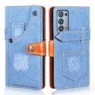 For OPPO Reno6 Pro 5G Denim Horizontal Flip Leather Case with Holder & Card Slot & Wallet(Light Blue) - 1