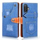 For Xiaomi Redmi K40 Gaming Edition Denim Horizontal Flip Leather Case with Holder & Card Slot & Wallet(Dark Blue) - 1