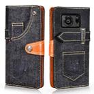 For Sharp Aquos R6 Denim Horizontal Flip Leather Case with Holder & Card Slot & Wallet(Black) - 1