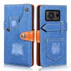 For Sharp Aquos R6 Denim Horizontal Flip Leather Case with Holder & Card Slot & Wallet(Dark Blue) - 1