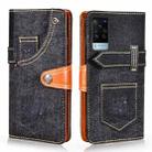 For vivo X60 Curved Screen Version Denim Horizontal Flip Leather Case with Holder & Card Slot & Wallet(Black) - 1