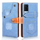 For vivo X60 Curved Screen Version Denim Horizontal Flip Leather Case with Holder & Card Slot & Wallet(Light Blue) - 1