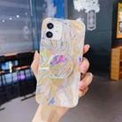 For iPhone 11 Pro Max Laser Glitter Watercolor Pattern Shockproof Protective Case (FD2) - 1