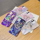 For iPhone 12 Pro Max Laser Glitter Watercolor Pattern Shockproof Protective Case with Folding Holder(FD2) - 2