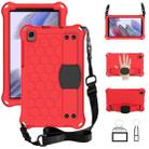 For Samsung Galaxy Tab A7 Lite 8.7 (2021) T220/T225 Honeycomb Design EVA + PC Four Corner Shockproof Protective Case with Strap(Red+Black) - 1