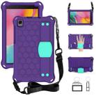 For Samsung Galaxy Tab A 8.0 & S Pen (2019)P200/P205 Honeycomb Design EVA + PC Four Corner Shockproof Protective Case with Strap(Purple+Mint) - 1