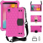For Samsung Galaxy Tab A 8.0 & S Pen (2019)P200/P205 Honeycomb Design EVA + PC Four Corner Shockproof Protective Case with Strap(Rose Red+Black) - 1