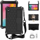 For Samsung Galaxy Tab A 8.0 & S Pen (2019)P200/P205 Honeycomb Design EVA + PC Four Corner Shockproof Protective Case with Strap(Black+Black) - 1