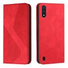 For Samsung Galaxy A01 Skin Feel Magnetic S-type Solid Color Horizontal Flip Leather Case with Holder & Card Slot & Wallet(Red) - 1