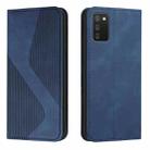 For Samsung Galaxy A02s EU Version Skin Feel Magnetic S-type Solid Color Horizontal Flip Leather Case with Holder & Card Slot & Wallet(Blue) - 1
