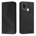 For Samsung Galaxy A21s Skin Feel Magnetic S-type Solid Color Horizontal Flip Leather Case with Holder & Card Slot & Wallet(Black) - 1