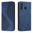 For Samsung Galaxy A21 US Version Skin Feel Magnetic S-type Solid Color Horizontal Flip Leather Case with Holder & Card Slot & Wallet(Blue) - 1