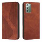 For Samsung Galaxy Note20 Skin Feel Magnetic S-type Solid Color Horizontal Flip Leather Case with Holder & Card Slot & Wallet(Brown) - 1