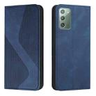 For Samsung Galaxy Note20 Skin Feel Magnetic S-type Solid Color Horizontal Flip Leather Case with Holder & Card Slot & Wallet(Blue) - 1