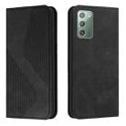 For Samsung Galaxy Note20 Skin Feel Magnetic S-type Solid Color Horizontal Flip Leather Case with Holder & Card Slot & Wallet(Black) - 1