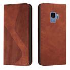 For Samsung Galaxy S9 Skin Feel Magnetic S-type Solid Color Horizontal Flip Leather Case with Holder & Card Slot & Wallet(Brown) - 1
