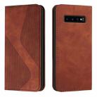 For Samsung Galaxy S10+ Skin Feel Magnetic S-type Solid Color Horizontal Flip Leather Case with Holder & Card Slot & Wallet(Brown) - 1