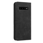 For Samsung Galaxy S10+ Skin Feel Magnetic S-type Solid Color Horizontal Flip Leather Case with Holder & Card Slot & Wallet(Black) - 3