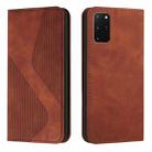 For Samsung Galaxy S20+ Skin Feel Magnetic S-type Solid Color Horizontal Flip Leather Case with Holder & Card Slot & Wallet(Brown) - 1