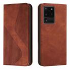 For Samsung Galaxy S20 Ultra Skin Feel Magnetic S-type Solid Color Horizontal Flip Leather Case with Holder & Card Slot & Wallet(Brown) - 1