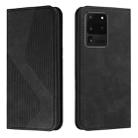 For Samsung Galaxy S20 Ultra Skin Feel Magnetic S-type Solid Color Horizontal Flip Leather Case with Holder & Card Slot & Wallet(Black) - 1