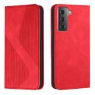 For Samsung Galaxy S21 FE 5G Skin Feel Magnetic S-type Solid Color Horizontal Flip Leather Case with Holder & Card Slot & Wallet(Red) - 1