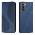 For Samsung Galaxy S21+ 5G Skin Feel Magnetic S-type Solid Color Horizontal Flip Leather Case with Holder & Card Slot & Wallet(Blue) - 1